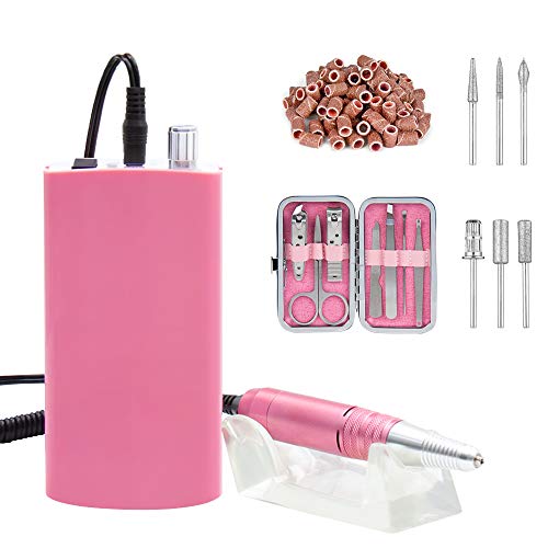 Rechargeable Nail Drill Machine Cordless Portable Manicure Set (Pink)
