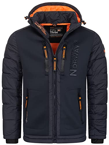 Geographical Norway Herren Winter Jacke Parka Steppjacke Kapuzenjacke Outdoorjacke Warm gesteppt FVS Production H-H, Farbe:Navy, Größe:XXL