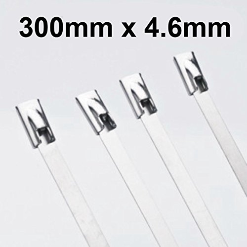 Hilltop Products Ltd Fuerte Acero Inoxidable Grado Marino Metal autobloqueo Cable Zip Bridas Escape sin Revestimiento Tamaño 300 mm x 4,6 mm  100 Piezas