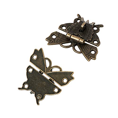 JINXM 2 Stück Antike Dekorative Haken Haspe Kleine Box Latch Hasps Schmuck Holzkiste Wein Geschenk verschluss für Deko Schmuckschatulle Holzkoffer