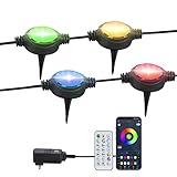 IPStank LED Landscape Spotlight Lighting with Remote, 4-in-1 5W RGB 30FT Color Changing Low Voltage