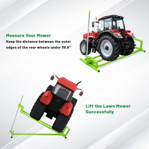 Lawn Mower Lift Jack - 800 Lbs Capacity Lawn Tractor Lifter with Manual Handle & Power Tool Extension Handle | Adjustable Telescopic Maintenance Jack for Garden Tractors & Riding Lawn Mower Green - Thumbnail 4