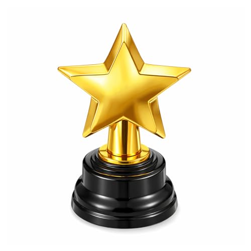 Exircy Star Trophy, Gold Mini Award Cup Plastic Tiny Small Trophy Cups for Sports Tournaments and Parties Winning Prizes