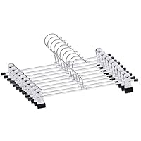 Trouser Hanger, 20Pack Pant Hangers Space Saving Skirt Hangers with Clips Adjustable Non-Slip Coat Suit Metal Hangers Heavy Duty Chrome Clothes Hangers Clothes Hook