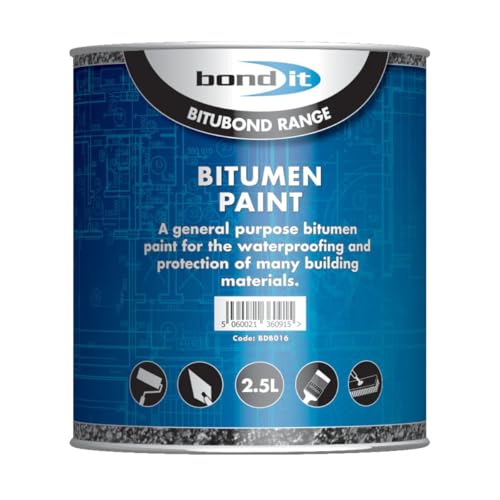 Bond It Bitumen Paint Black 2.5L | General Purpose Waterproof Bituminous Paint | Coating for Metal Concrete Wood & Roofing | Weatherproof & Anti-Corrosive Sealant for Outdoor Surfaces