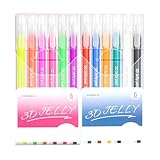 Petunny 12 Pcs 3D Jelly Pens,12 Colors Gelly Roll Gel Pens,Assorted Colors Gel Ink Pens,Glitter Gel Pens for DIY Painting Suitable on Glass Plastic Books Drawing