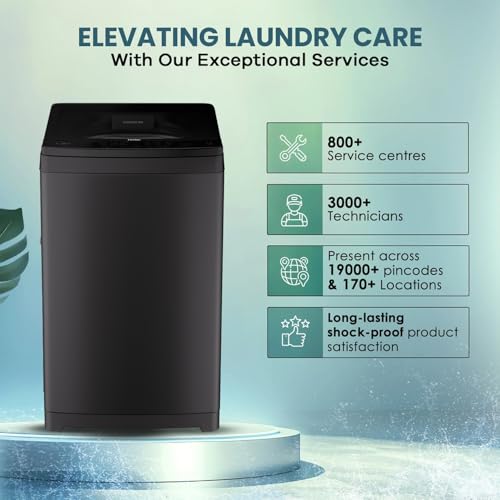 Image of Haier 8 Kg, In-Built Heater, Front Panel Design, NZP Technology, Oceanus Wave Drum, Fully Automatic Top Load Washing Machine (ETL80-HC5S8 | Dark Jade Silver)