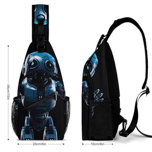 Bolso Crossbody Multifuncional para Viaje Azul Robot miniatura 2