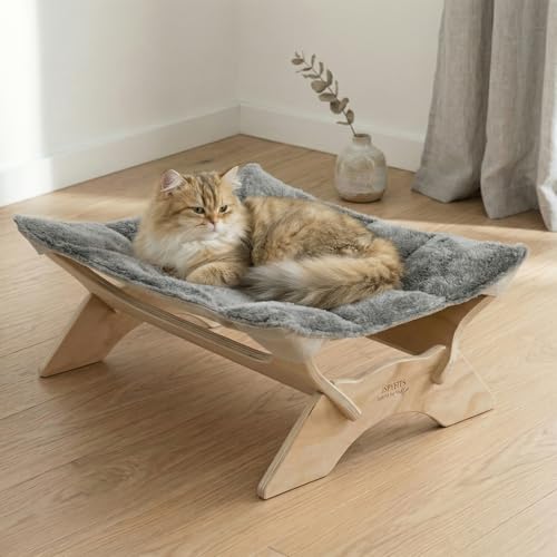 JSPYFITS Elevated Cat Bed Hammock, Raised Orthopedic Dog Bed with Dual-Sided…
