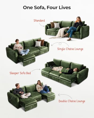 Image of 103 inch Electric Pull Out Sleeper Sofa Bed, 2in1 Power Extendable Couch Bed