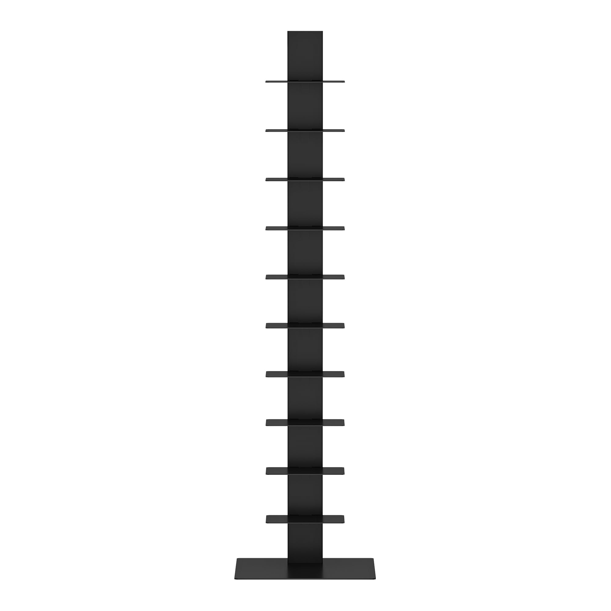 [en.casa] Bibliothèque Autoportante avec 10 Étagères pour CD DVD Livres Meuble de Rangement Polyvalente Design pour Salon Chambre Bureau Acier 150 x 39 x 39 cm Noir Mat