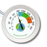 20 Inch Compost Soil Thermometer 0-180° Fahrenheit Backyard Stainless Steel Stem for Composting Bins Outdoor Gardening Planting Easy-to-Read 2.1" Dial Display