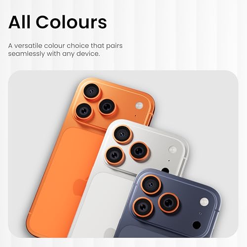 Image of CASEGEAR Clear Pro Camera Lens Protector Compatible With iPhone 17 Pro | HD Clarity | Scratch Resistant | Complete Coverage | Easy Installation | Cosmic Orange