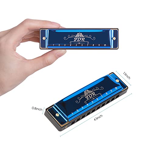 Jdr KEY OF C 10 Hole 20 Tone With Case Mouth Organ Standard Diatonic For Kids Beginner Adults Professional Teacher Parents Students Jazz New Year Blue thumb #4
