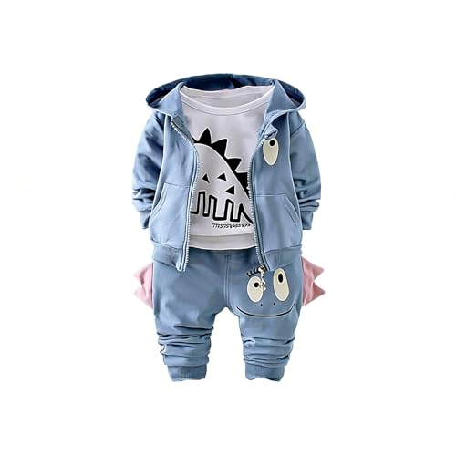 WIAINIBIBI Spring Autumn Baby Boys' Set Fashion Hooded Jacket+Hoodie+Pants 3-Piece Set Children's Clothing (blue, 9-12M)