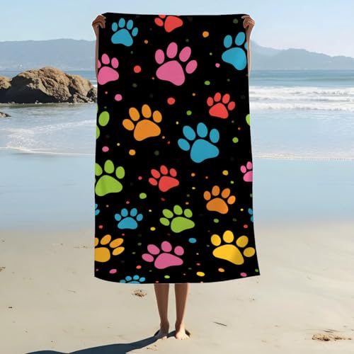 ZABAOBO Toalla de playa con diseño de pata de perro, toalla de baño de microfibra para mujeres, adultos, niñas, hombres, divertidas toallas de playa para surf, deportes, natación, piscina, 80 x 160 cm