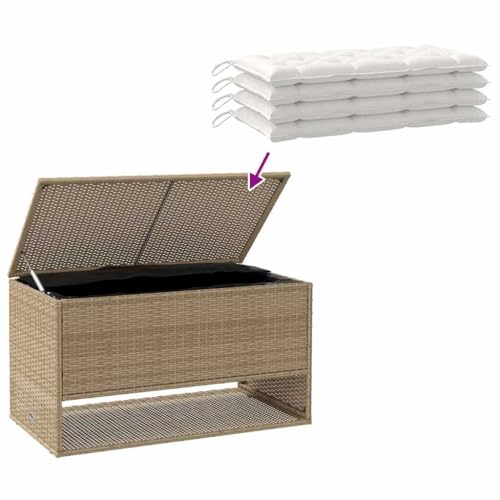 Coffre à coussins d'extérieur étanche avec couvercle en rotin