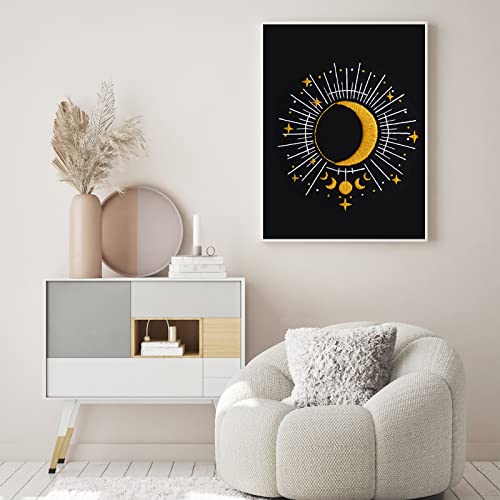 Image of Louise Maelys Tarot Moon Embroidery Kit for Beginners Starry DIY Set | Cross Stitch Kits with Pre-Printed Fabric, Embroidery Hoop, Threads, Needles and Guide. Complete Needlepoint Kit
