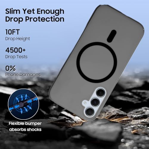 Image of SHINESTAR Back Cover for Samsung Galaxy A55 5G | Frosted Semi-Transparent Slim Case | Only Compatible with Wireless Magnetic Accessories | Hard Back, Matte Finish - Black