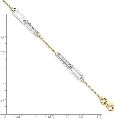 FJC Finejewelers 14 kt Two Tone Gold Link Polished with 1in ext. Bracelet 8 Inches