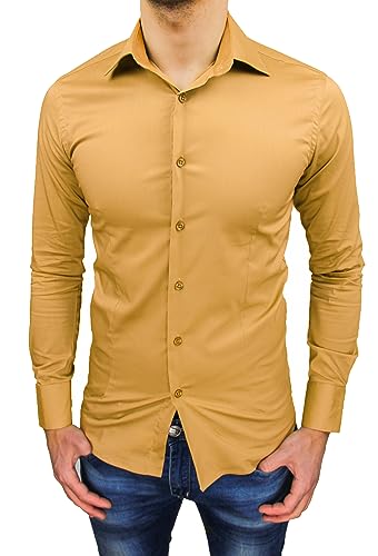 Chemise homme jaune slim fit Evoga élégante pour cérémonie