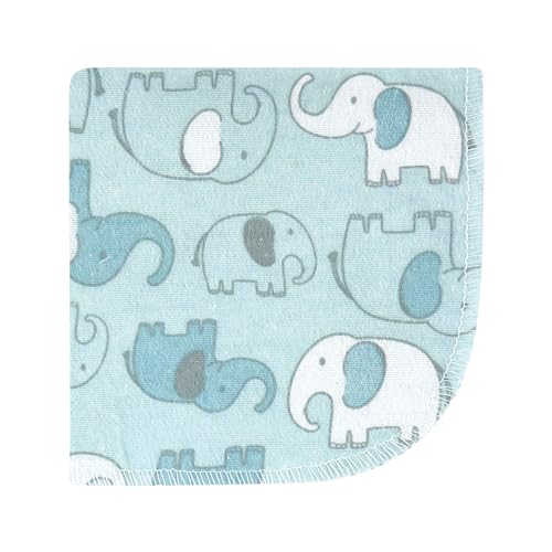 Image of Hudson Baby Unisex Baby Flannel Cotton Poly Washcloths, Boy New Elephant 10Pk, One Size