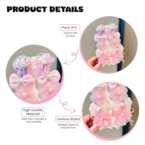 Image of SYGA 10-Piece Baby Hair Clip Set for Girls Delicate Bows, Flowers, and Heart Patterns Hair Pin Soft and Charming - Pink