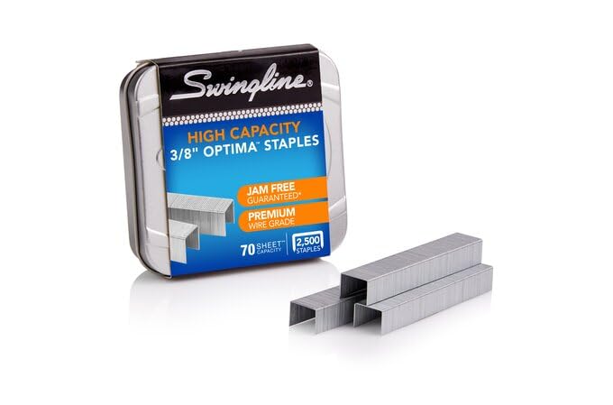 Swingline® Optima® Heftklammern mit hoher Kapazität, 0,95 cm Beinlänge, 125 pro Streifen, 2.500 Stück pro Box