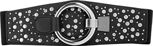 Blackbutterfly Wide Elastic Stretch Retro Metal Interlock Buckle Belt (Black, Us 2-4) #TOP1