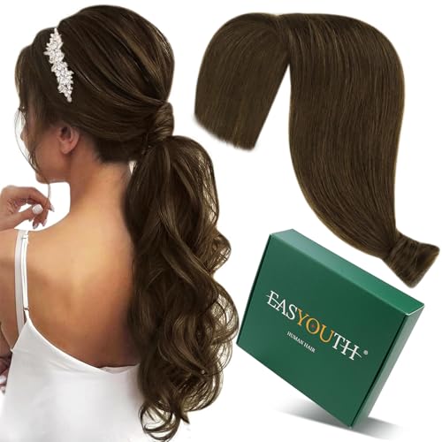 Easyouth Ponytail Extension Human Hair Brown Wrap Around Ponytail Extension