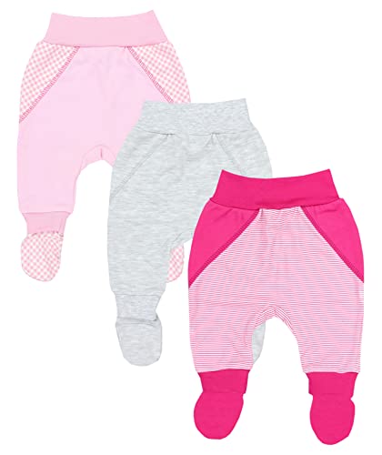 TupTam Pantalón con Pies de Bebé para Niña, Pack de 3, Mix de Colores 1, 56