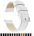 BARTON WATCH BANDS Quick Release Top Grain Leather Watch Band Strap, White Leather & Stitching, 22mm