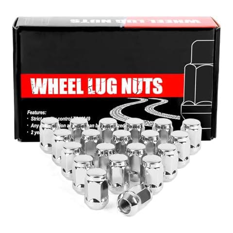 EZISOE 1/2x20 Lug Nuts 20pcs, Chrome 1/2''-20 Closed End Bulge Acorn Lug Nuts Set, 1.38" Tall 3/4" Hex One-Piece Solid Chrome OEM Factory Style Large Acorn Seat Wheel Nuts Cover