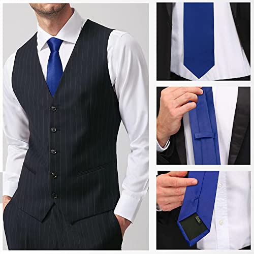 Image of Luckyvestir Mens Tie Solid Satin Neck Ties 3.15'' Formal Necktie for Wedding Business Christmas Father's Valentine's Day Gift