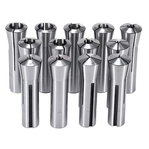 MACHALLY Precision R8 Collet Set 13pcs 1/8 to 7/8 Carbon Steel Mill Collet Set 7/16-20 Thread for Milling & Mill Chuck Holder