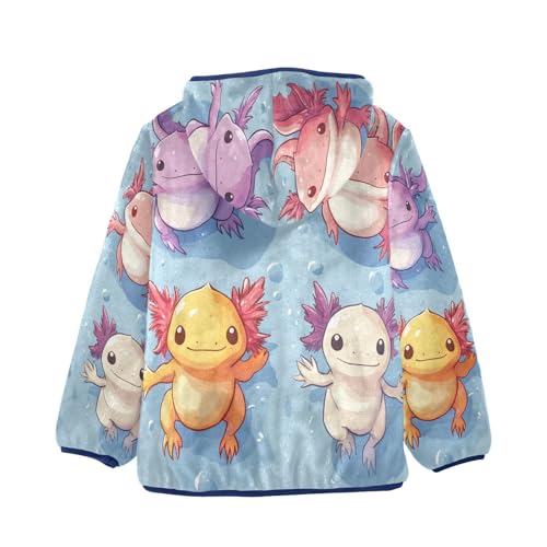 Four Colorful Axolotls Swimming Toddler Fleece Jacket Girl Boys Hooded Fleece Jacket Coat Warm Outwear Zip-up 3-10T2