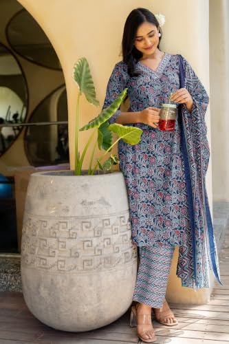 Image of MIRCHI FASHION Pure Cotton Women Straight Batik Printed Kurti Set with Dupatta and Pant