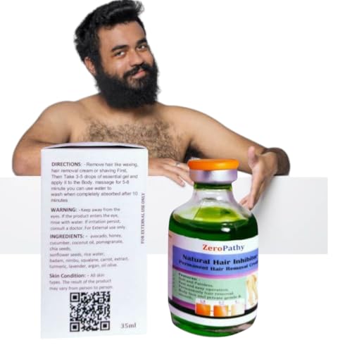 Image of 90 Days Herbal Hair Removal Oil 35ml - Ayurvedic Permanent Hair Stop for Women & Men - Works on Face, Upper Lip, Legs, Bikini Line, Underarms & Private Area - Natural & Safe