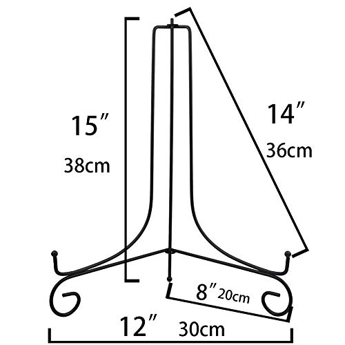 (2 Pack) Iron Display Stand Large Black Iron Easel Plate Display Photo Holder Stand, Displays Picture Frames,Decorative Plates, Tablets And Art 15 Inch #TOP1