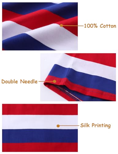 A&J DESIGN Elastic Cotton Fabric Striped Pjs for 2-14 Years Kids, 2-Piece Short Sleeved Pajamas Set4