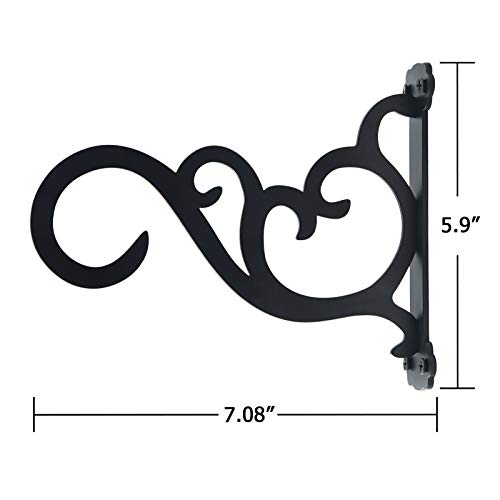 Upgraded Hanging Plant Bracket Outdoor Indoor Decorative Iron Wall Hooks For Hanging Plant, Bird Feeder, Flower Basket, Lanterns, Wind Chimes, Ornaments, Black (I Pack) #TOP1