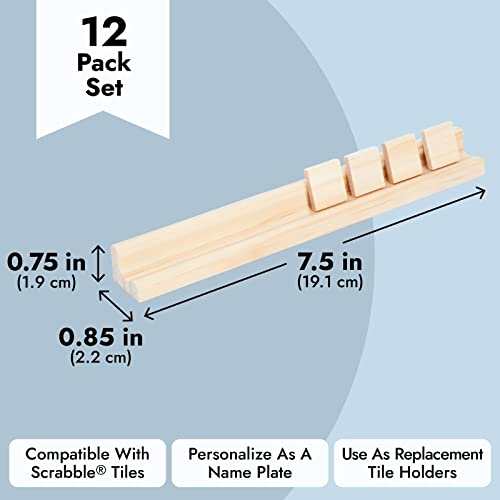 Bright Creations 12 Pack Wooden Rack For Letter Tiles, Compatible With Scrabble Tiles, Replacement Game Tray Pieces, And Wooden Tile Holders For Crafts (7.5 X 0.75 X 0.85 Inches) #TOP3