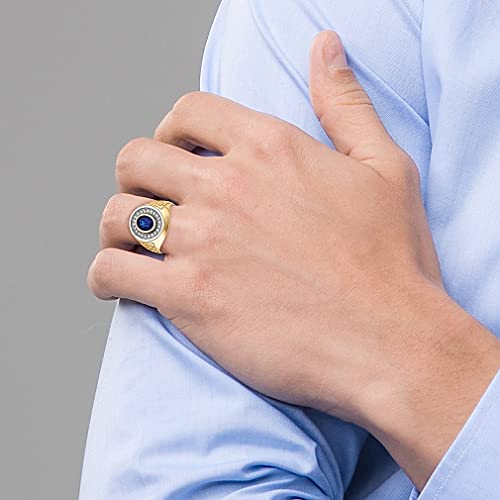 Ice Carats 14K Yellow Gold Cubic Zirconia Cz Oval Blue Mens Ring Signet Fine Jewelry For Dad Mens Gifts For Him #TOP4