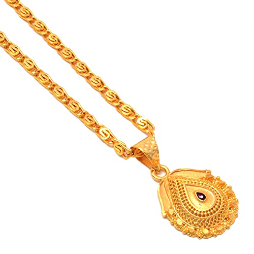 JewarHaat Indian K Gold Plated Locket/Pendant with Link Chain Fashion Jewelry Daily use for Men and Women