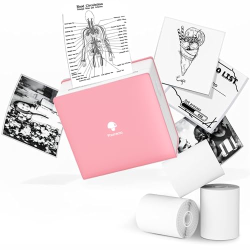 Phomemo Thermodrucker 3 Papierrollen enthalten-Kompakter kabelloser Taschendrucker für unterwegs...