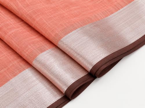Image of HAIDER ALI AND SONS Grey Cotton Linen Saree for Women | Soft Linen Slub Blend Saree with Running Blouse Piece | Lightweight Handloom Style Saree | Office, Casual, Party & Festival Wear