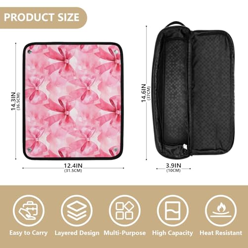 Bolsa de viaje resistente al calor Bow Marble para herramientas de cabello como planchas, rizadores y organizador portátil miniatura 4