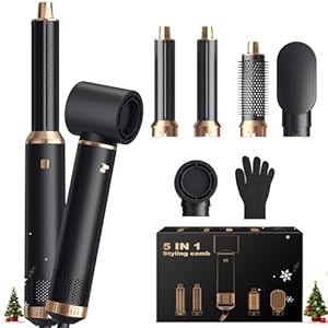 5 in 1 Hairstyler Rundbürstenföhn, 1000w Airstyler Lockenstab mit Luft, 3 Temperaturregelung, Föhnbürste, Geben Sie dem Haar Volumen, Glätten, Locken und Föhnen Sie Trockenes Haar