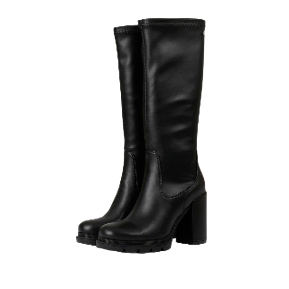 GIOSEPPO Weidingen Women's Black Round Toe High Heel Track Platform Boot, Black/White, 8 UK