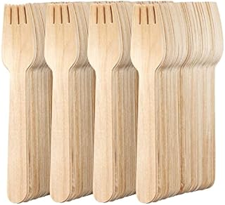 MATANA - 200 Premium Eco-Friendly Wooden Forks - Biodegradable